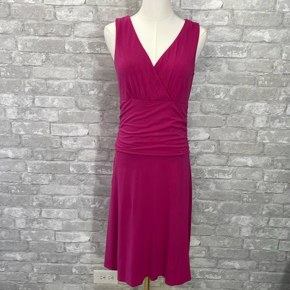 Garnet Hill Faux Wrap MIDI Dress - Picture 1 of 6